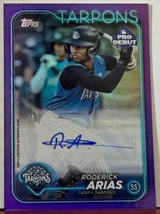 Roderick Arias 2024 Topps Chrome Pro Debut PURPLE REFRACTOR Autograph /299   M5 - Picture 1 of 1