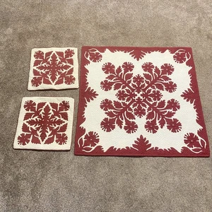 Hawaii Hibiskus Decke Überwurf Wandbehang Baby & 2 Kissenbezüge Burgund  - Bild 1 von 14