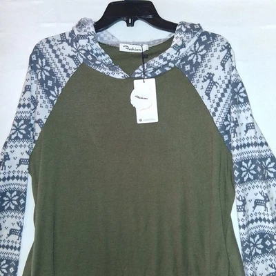 Camisa/vestido con capucha manga larga bolsillos  Foto 1 de 4