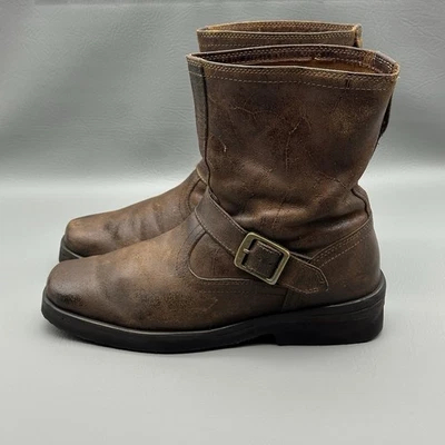 Botas Ariat Rambler Riot para Hombres Talla 8.5 D Arnés de Cuero Marrón Punta Cuadrada Moto Foto 1 de 4