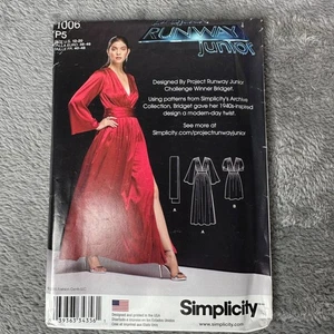 Maxi Vestido Simplicity 1006 Project Runway Patrón Mistes Talla 12-20 Estilo Retro - Imagen 1 de 6