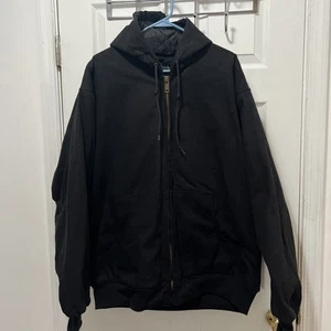 World Famous Sports Hooded Black Canvas Work Wear Jacket XL Zip Sportsman - Bild 1 von 5