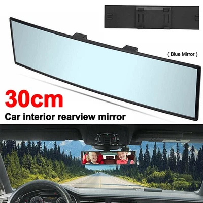 11.8" Black Rear View Mirror Interior On Replacement Car Night Day Universal
