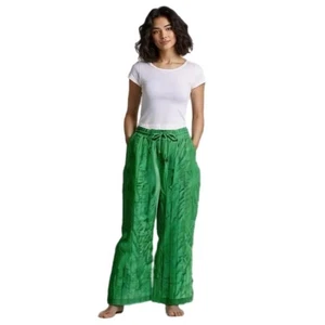 Jason Wu grüne Viskosehose mit weitem Bein und Seitenschlitzen Größe L - Bild 1 von 7