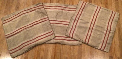3 fundas de almohada West Elm 19X19 beige y rojo rayas abstractas acento seda Foto 1 de 4