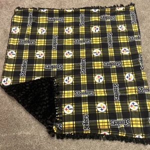 Pittsburgh Steelers Fleece Throw Blanket 58x58 Inch Handmade Soft Black Fringe - Picture 1 of 4