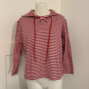 Blusa Talbots Petite Años 90 Pequeña Costera Preppy Costa Este Verano Rayas Con Cordones - Imagen 1 de 7