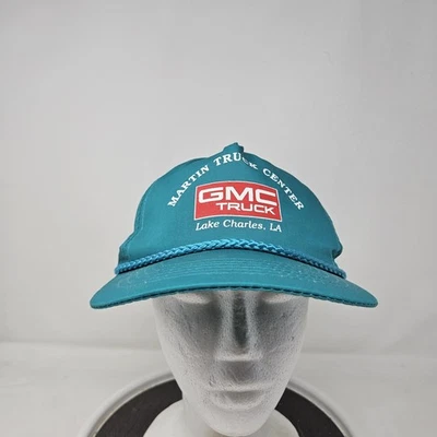 De colección Martin Truck Centro Sombrero Gorra Snap Back Azul Teal GMC Camión Parche Para Hombres Años 90 Foto 1 de 4