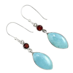 Natürliche seltene Türkis Nevada Azteken Mt & Granat 925 Silber Ohrringe E-1002 - Bild 1 von 5