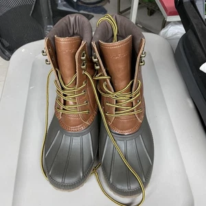 Tommy Hilfiger Herren Duck Regenstiefel braun Schnürstiefel gepolstert 10 - Bild 1 von 8