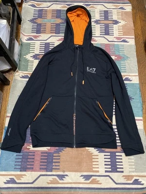 EA7 Emporio Armani Ventus7 Suéter Negro Sudadera con Capucha Cremallera Para Hombre Talla Foto 1 de 4