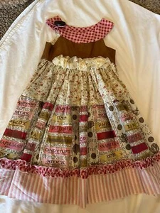 Persnickety vintage size XL 7-8 pink and brown dress 7 8 VHTF EUC GB 11 - Picture 1 of 3