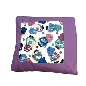 Handmade Patchwork Pillow quilt Quillow Sunbonnet Sue Lavender Purple Cozy NEW - Picture 1 of 8