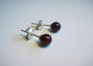 Pendientes genuinos redondos de coñac ámbar báltico ¡¡PLATEADOS!!¡! - Imagen 1 de 4