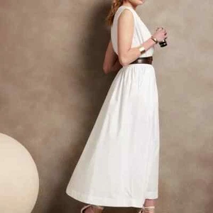Banana Republic Mixed Media Cotton Poplin Maxi Dress White Size XS RT$140 - Picture 1 of 10