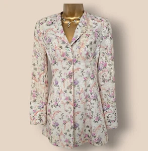 Caroline Charles Longline Jacket White Floral UK 8 US 4 EU 34 - Bild 1 von 8