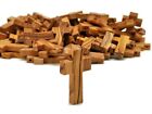 100 Pcs Olive Wood Crosses Hand Made Pendants Holy Land Gift Jerusalem Cross 