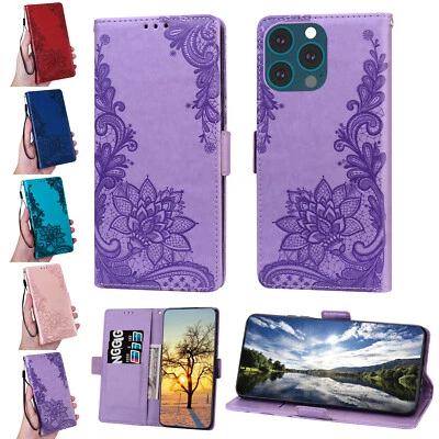 Flip Leather Flower Wallet Card Phone Case For Huawei Y6S Y5 Y6 Y7 Y9 2019 Y5P - Image 1 of 4