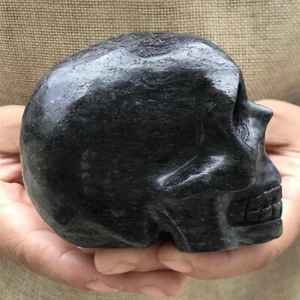 Piedra de jade negra natural de 1,3 lb cristal calavera piedra curación XK1048 - Imagen 1 de 20