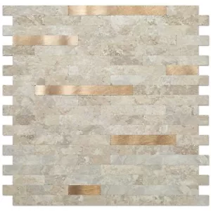 10sheet Peel And Stick Backsplash Wall Tile Pvc Kitchen In Beige 9.4 Sq.ft - Picture 1 of 6