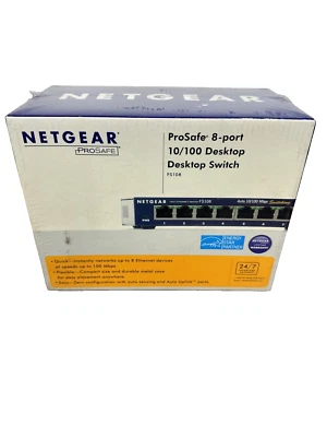 Netgear ProSAFE 8-port 10/100 Desktop Ethernet Switch Model #FS108 - BRAND NEW! - Image 1 of 2