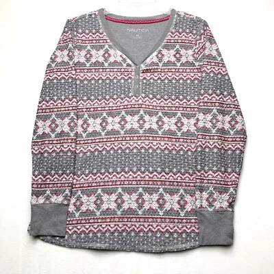 Prenda para el torso pulóver polar suave de manga larga gris mediano Nautica para mujer Foto 1 de 4