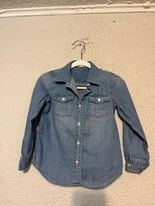 Little Girl Crewcuts Denim Chambray Button Down Shirt Size 5 Years - Picture 1 of 4