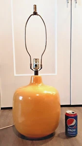 Vintage Mid Century LOTTE GUNNAR BOSTLUND Yellow Ceramic 26" Electric Table Lamp - Picture 1 of 20