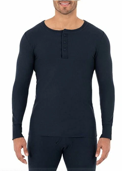 Top Henley térmico gofre peso medio clásico Fruit of the Loom para hombre Foto 1 de 1
