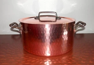 NEW STOCK COOKING POT hammered TIN copper pan brand DELALANDE made in france - Picture 1 of 4