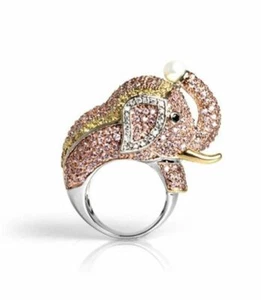 Noir Goldie the Elephant CZ Pave Ring, 14K gold - gift idea for Bridesmaids - Picture 1 of 5