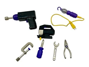 Lot Of 7 Vintage Playskool Cool Tools Metal Hasbro CT Tools Drill Saw Pliers - Picture 1 of 12