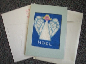 Finished needlepoint Christmas Angel Noel frame stand envelope Set B - Picture 1 of 2