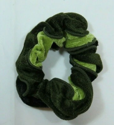 Jumbo Velvet Scrunchie Ponytail Holder Green Black Soft Stretchy Shine - Image 1 of 2