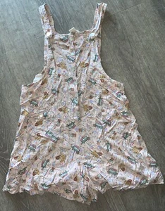Vtg Y2K Express Shorts Jumper Pink Floral Cottagecore Button Up L Prairie Cute - Picture 1 of 10