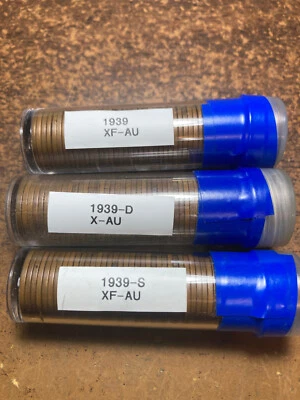 1939-PDS CENTAVO DE TRIGO LINCOLN JUEGO DE 3 ROLLOS, ALTA CALIDAD, XF/AU, 150 MONEDAS Foto 1 de 4