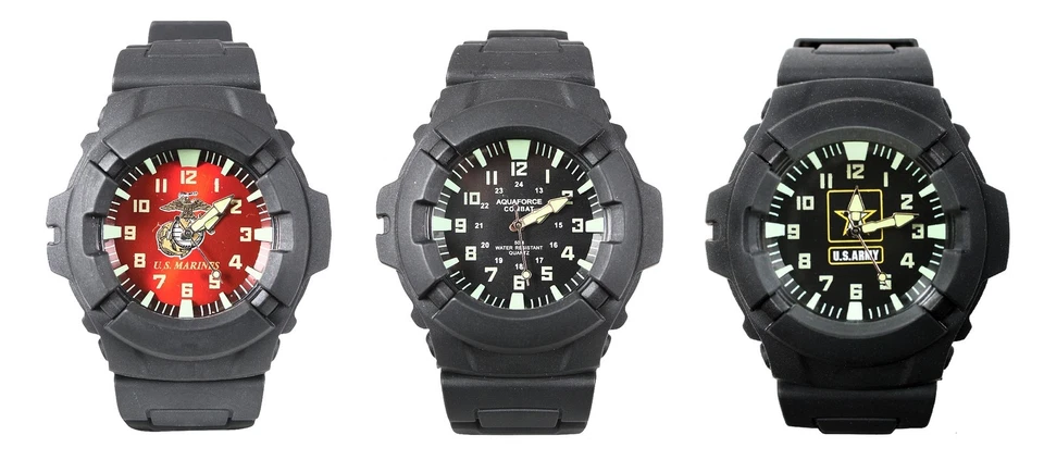 Aquaforce Military Combat Watch USMC Marines Army Logo Luminous Wristwatches - Image 1 of 1