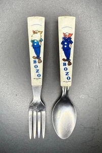 Vintage 1970s Bozo The Clown Child Kids Spoon and Fork Set - Picture 1 of 4