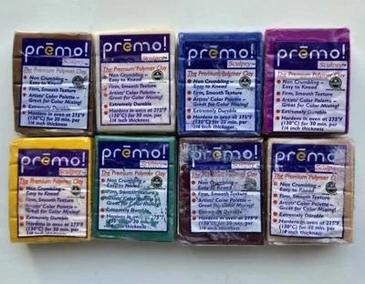 Premo Sculpey Polymer Clay Lot 8 Colors 2oz Blocks Premium Oven Bake Clay 1997 - Image 1 of 3