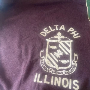 Vintage Illinois Delta Phi Wolle Strick Decke Bruderschaft 62” x 70” College - Bild 1 von 5