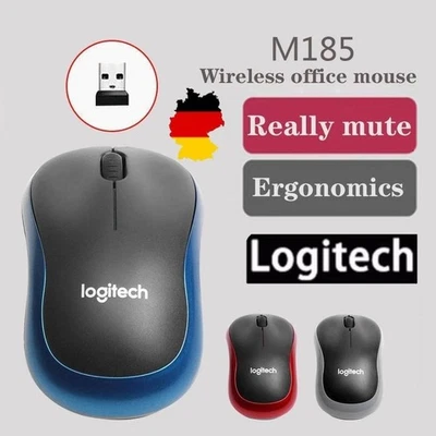 M185 Logitech Maus Wireless Schnurlos Mouse Kabellos Funk + USB Empfänger DE - Bild 1 von 4