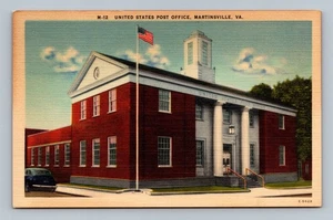 Vintage Martinsville VA Post Office Linen Postcard M-12 by Asheville - Picture 1 of 2