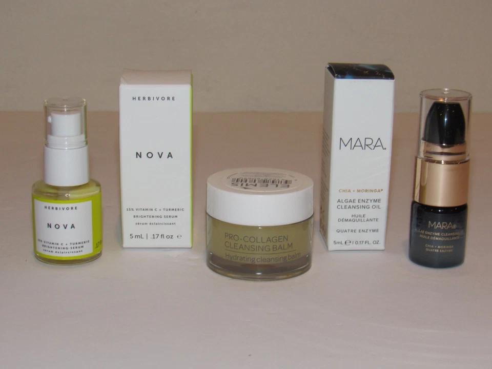 Mara Cleansing Oil 0.17 Oz + Herbivore NOVA Brightening Serum & Elemis Balm Lot - Image 1 of 1