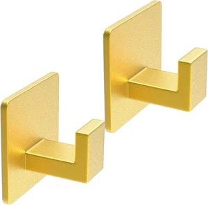 Selbstklebende Handtuchhaken, strapazierfähige Wandhaken Aluminium schwarz Haken 2er Pack gold - Bild 1 von 4