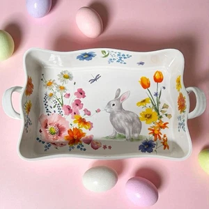 Sur La Table Baker Easter Bunny Rabbit Serving Rectangular 4 Quart Earthenware - Picture 1 of 10