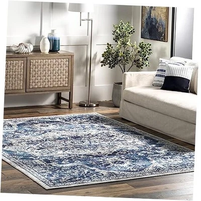  Maryanne Transitional Medallion Area Rug, 5x8, Blue  - Image 1 of 4