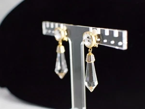 Pendientes de clip gruesos con gota de cristal torre grande Swarovski de colección - Imagen 1 de 9