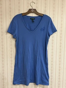Vestido camisero Lauren Ralph Lauren cuello en V para mujer talla L azul algodón - Imagen 1 de 5