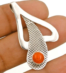 Natural Carnelian 925 Solid Sterling Silver Pendant  - Picture 1 of 1