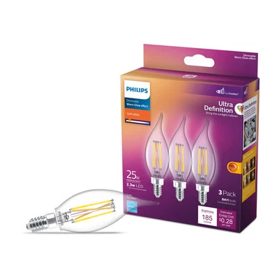 Philips Ultra Definition Dimmable LED Bulbs 3 Pack CRI95 EyeComfort Soft White - Image 1 of 4